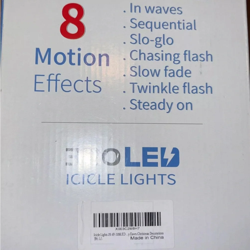 Icicle Christmas Lights 8 Motion Effects Waterproof 320 LED 29.4 Ft